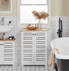 SoBuy BZR41-WMueble Auxiliar para Baño con 2 Estantes y 2 Puertas Blanco