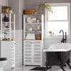 SoBuy BZR44-W Mueble Columna de Baño con 5 Estantes y 2 Puertas Blanco