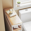 SoBuy BZR54-II-W Carrito Estrecho con 1 Bandeja Extraíble y 3 cajones Blanco y natural