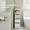 SoBuy BZR54-II-W Carrito Estrecho con 1 Bandeja Extraíble y 3 cajones Blanco y natural