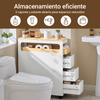 SoBuy BZR54-W Carrito Estrecho con 1 Bandeja Extraíble y 3 cajones Blanco y natural