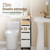 SoBuy BZR54-W Carrito Estrecho con 1 Bandeja Extraíble y 3 cajones Blanco y natural