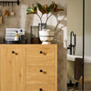 SoBuy BZR97-SN Armario de Baño con 1 Cesto y 3 Cajones Madera Natural
