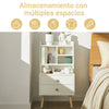 SoBuy FBT100-W Mesita de Noche con 2 cajones y 4 Compartimento Blanco