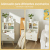 SoBuy FBT100-W Mesita de Noche con 2 cajones y 4 Compartimento Blanco