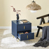 SoBuy FBT115-B Mesita de Noche Mesa Auxiliar con 2 cajones Moderna Azul