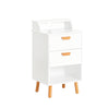 SoBuy FBT125-W Mesa Auxiliar con 2 Cajones y 1 Estante Abierto