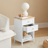 SoBuy FBT126-WN Mesa Auxiliar con 2 Cajones y 1 Estante Abierto