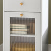 SoBuy FBT133-W Mesita de Noche con 1 Cajón y 1 Puerta de Cristal