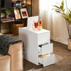 SoBuy FBT144-W Mesita de Noche con 3 Cajones 1 Puerta Blanco