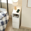 SoBuy FBT149-E-WG Mesita de Noche Estrecha 20cm con estación de Carga y luz LED con Sensor
