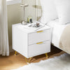 SoBuy FBT160-W Mesita de Noche con 2 Cajones Mesa Auxiliar para Sofá Blanco L40 x H40 x D47 cm