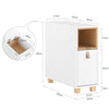 SoBuy FBT161-WN Mesa Auxiliar para sofá con Tapa Plegable y cajón Blanco L24xH60xD60 cm