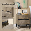 SoBuy FBT165-N Mesita de Noche con 2 cajones con Frente Curvo Natural 40×40×47 cm