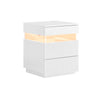 SoBuy FBT167-E-W Mesita de Noche con luz LED Mesa Auxiliar con 2 cajones Blanca L41 × P40 × A52 cm