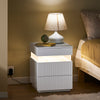 SoBuy FBT167-E-W Mesita de Noche con luz LED Mesa Auxiliar con 2 cajones Blanca L41 × P40 × A52 cm