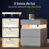 SoBuy FBT167-E-W Mesita de Noche con luz LED Mesa Auxiliar con 2 cajones Blanca L41 × P40 × A52 cm