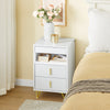 SoBuy FBT168-W Mesita de Noche Mesa Auxiliar con 3 cajones y Estante Blanca 40x40x63 cm