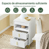 SoBuy FBT168-W Mesita de Noche Mesa Auxiliar con 3 cajones y Estante Blanca 40x40x63 cm