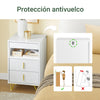 SoBuy FBT168-W Mesita de Noche Mesa Auxiliar con 3 cajones y Estante Blanca 40x40x63 cm