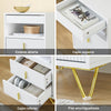 SoBuy FBT168-W Mesita de Noche Mesa Auxiliar con 3 cajones y Estante Blanca 40x40x63 cm