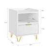 SoBuy FBT169-W Mesita de Noche Mesa Auxiliar con cajón y Estante Blanca 40x40x51 cm