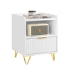 SoBuy FBT169-W Mesita de Noche Mesa Auxiliar con cajón y Estante Blanca 40x40x51 cm
