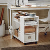 SoBuy FBT34-W Mesa Auxiliares de Salón con 4 Ruedas y 2 Estantes Blanco