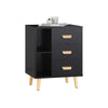 SoBuy FBT95-SCH Mesa Auxiliar Mesita de Noche con 3 Cajones Negro