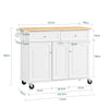 SoBuy FKW100-WN Carrito de Cocina con 2 cajones y 3 Puertas Blanco