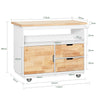 SoBuy FKW107-II-WN Carrito Auxiliar de Cocina con 2 Estantes y 1 Puerta