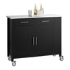 SoBuy FKW108-SCHCarrito de Cocina con Ruedas con 2 Puertas y 2 cajónes Negro