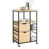 SoBuy FKW111-N Carrito Auxiliar Cocina con Ruedas Madera Natural y Metal Negro 89x53x37cm
