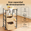 SoBuy FKW111-N Carrito Auxiliar Cocina con Ruedas Madera Natural y Metal Negro 89x53x37cm