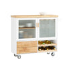 SoBuy FKW114-WN Carrito de Cocina Isla de Cocina con Ruedas Blanco y Natural 109×40×92cm