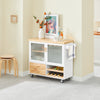 SoBuy FKW114-WN Carrito de Cocina Isla de Cocina con Ruedas Blanco y Natural 109×40×92cm