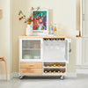 SoBuy FKW114-WN Carrito de Cocina Isla de Cocina con Ruedas Blanco y Natural 109×40×92cm