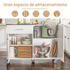 SoBuy FKW117-W Isla de Cocina con 1 Cajón y 2 Puertas 120 x 56 x 90 cm Blanco