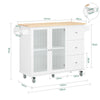 SoBuy FKW120-WN Carrito Auxiliar de Cocina con 3 cajones y 2 Puertas de Vidrio