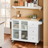 SoBuy FKW120-WN Carrito Auxiliar de Cocina con 3 cajones y 2 Puertas de Vidrio