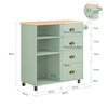 SoBuy FKW127-GR Carrito de cocina con 3 compartimentos y 4 cajones verde