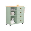 SoBuy FKW127-GR Carrito de cocina con 3 compartimentos y 4 cajones verde