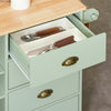 SoBuy FKW127-GR Carrito de cocina con 3 compartimentos y 4 cajones verde