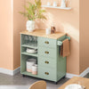 SoBuy FKW127-GR Carrito de cocina con 3 compartimentos y 4 cajones verde