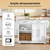 SoBuy FKW129-WN Carro de Cocina con Ruedas Isla de Cocina con Encimera Extensible