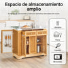 SoBuy FKW130-N Isla de Cocina con Ruedas con Superficie de Trabajo Extensible
