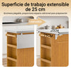 SoBuy FKW130-N Isla de Cocina con Ruedas con Superficie de Trabajo Extensible