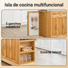 SoBuy FKW130-N Isla de Cocina con Ruedas con Superficie de Trabajo Extensible