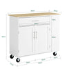 SoBuy FKW133-WN Carrito de Cocina Mueble Auxiliar con Ruedas y Encimera Blanco 99x40x85 cm