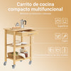 SoBuy FKW135-N Carro de Cocina de Bambú con Cajón y 2 Estantes 58×86×40 cm